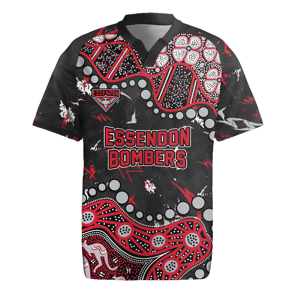 Personalized Essendon Bombers Rugby Jersey Aboriginal Pattern with Graffiti Style