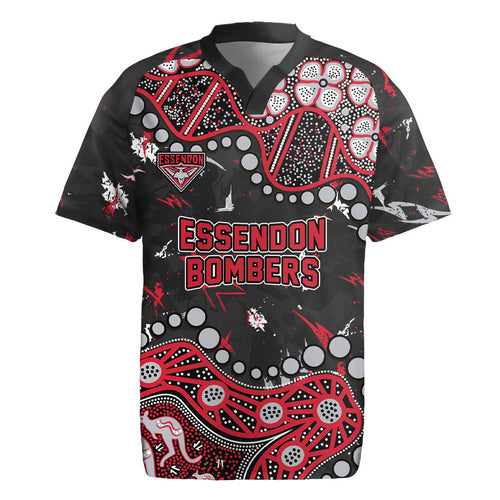 Personalized Essendon Bombers Rugby Jersey Aboriginal Pattern with Graffiti Style