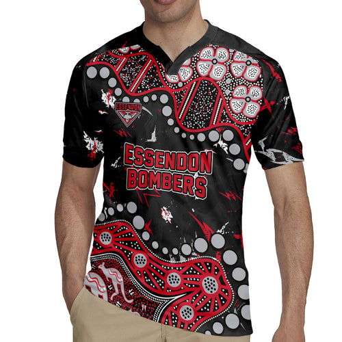 Personalized Essendon Bombers Rugby Jersey Aboriginal Pattern with Graffiti Style