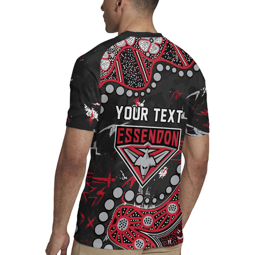 Personalized Essendon Bombers Rugby Jersey Aboriginal Pattern with Graffiti Style