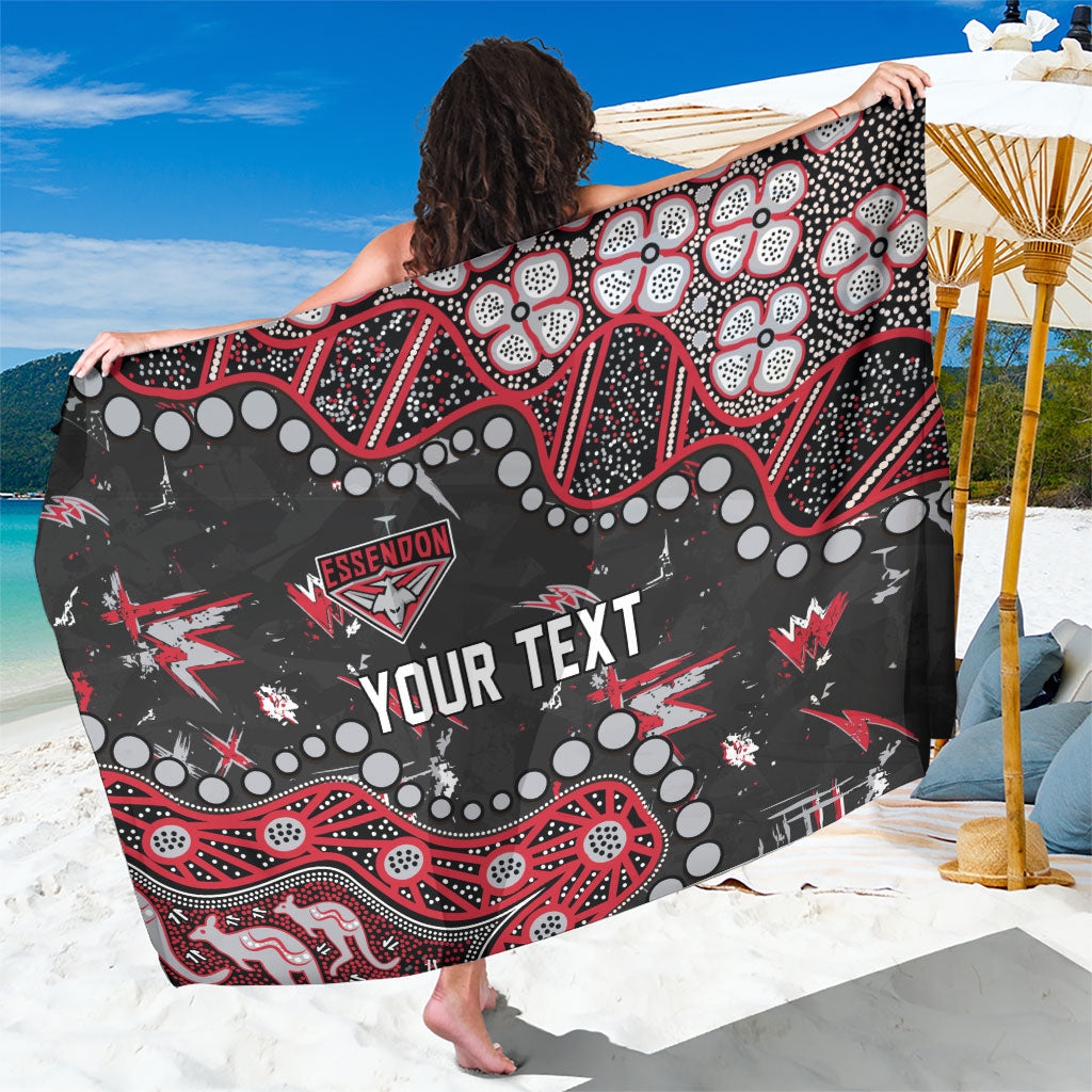 Personalized Essendon Bombers Sarong Aboriginal Pattern with Graffiti Style