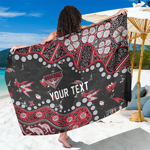Personalized Essendon Bombers Sarong Aboriginal Pattern with Graffiti Style