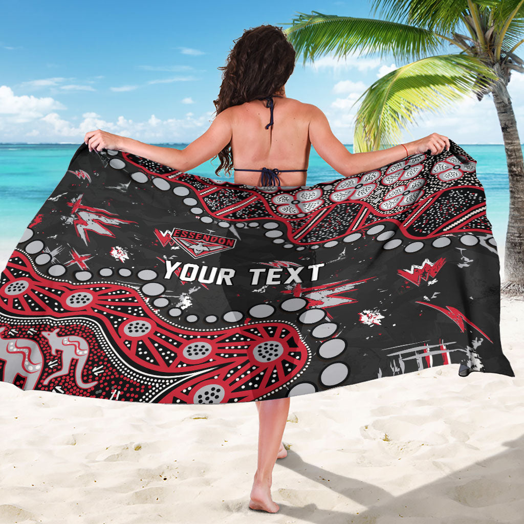 Personalized Essendon Bombers Sarong Aboriginal Pattern with Graffiti Style