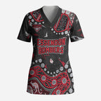 Personalized Essendon Bombers Scrub Top Aboriginal Pattern with Graffiti Style