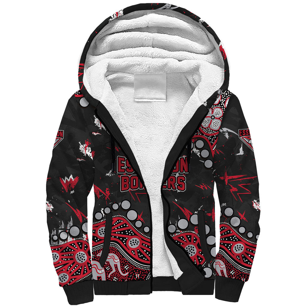 Personalized Essendon Bombers Sherpa Hoodie Aboriginal Pattern with Graffiti Style
