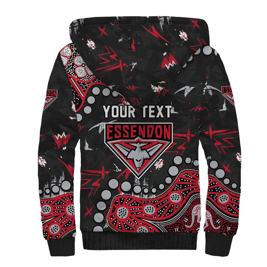 Personalized Essendon Bombers Sherpa Hoodie Aboriginal Pattern with Graffiti Style