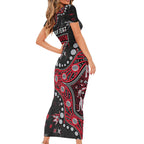 Personalized Essendon Bombers Short Sleeve Bodycon Dress Aboriginal Pattern with Graffiti Style