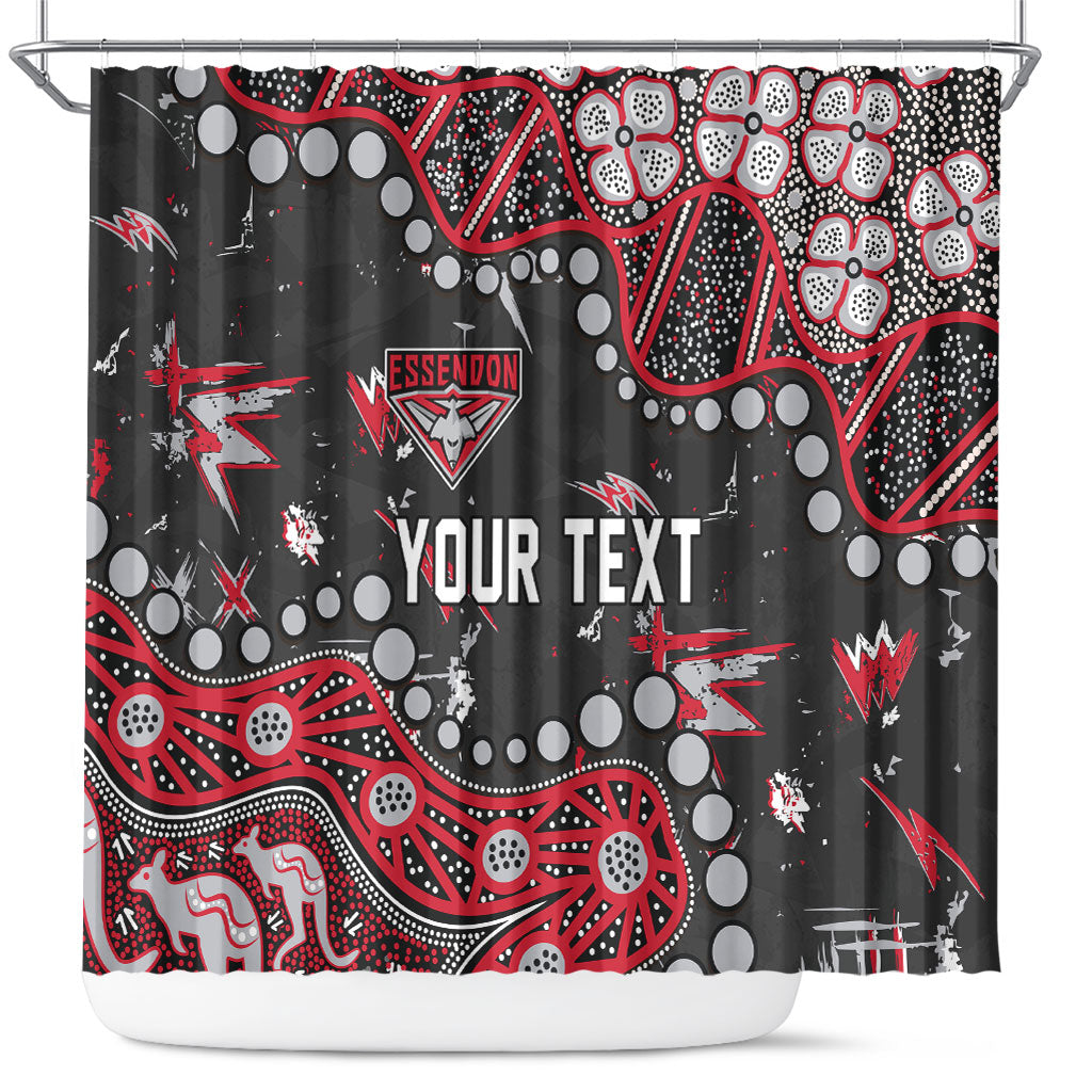 Personalized Essendon Bombers Shower Curtain Aboriginal Pattern with Graffiti Style