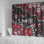Personalized Essendon Bombers Shower Curtain Aboriginal Pattern with Graffiti Style