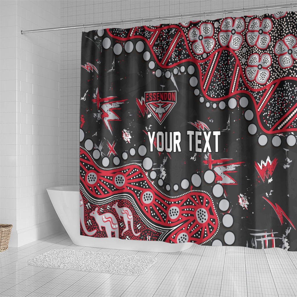 Personalized Essendon Bombers Shower Curtain Aboriginal Pattern with Graffiti Style