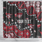 Personalized Essendon Bombers Shower Curtain Aboriginal Pattern with Graffiti Style