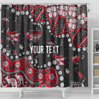 Personalized Essendon Bombers Shower Curtain Aboriginal Pattern with Graffiti Style