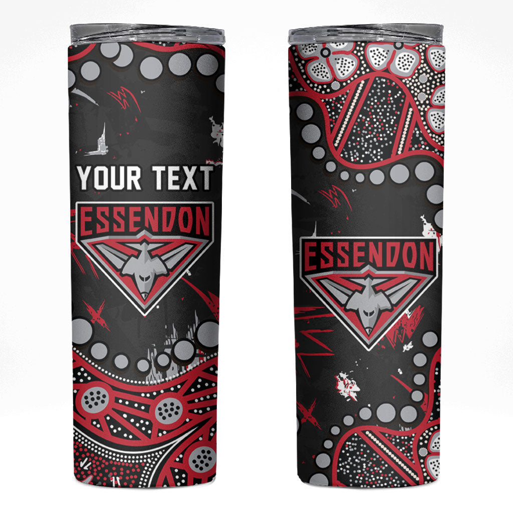 Personalized Essendon Bombers Skinny Tumbler Aboriginal Pattern with Graffiti Style