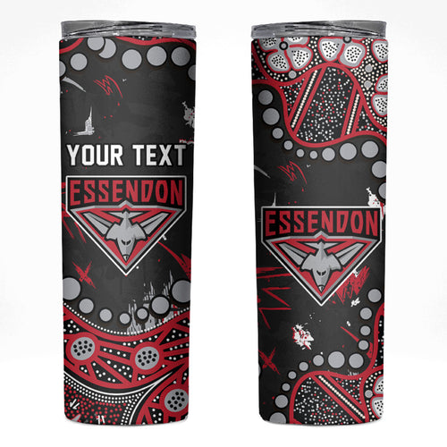 Personalized Essendon Bombers Skinny Tumbler Aboriginal Pattern with Graffiti Style