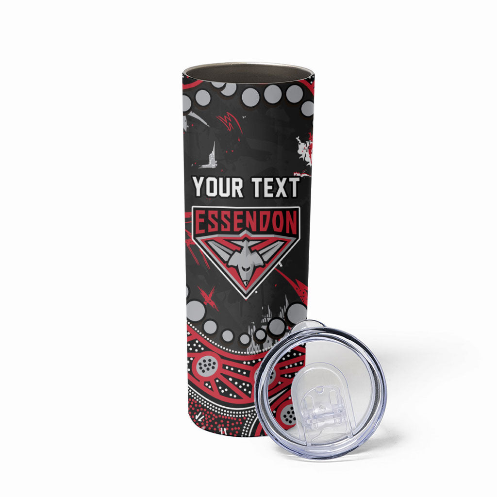 Personalized Essendon Bombers Skinny Tumbler Aboriginal Pattern with Graffiti Style