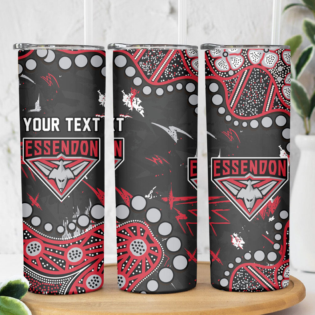 Personalized Essendon Bombers Skinny Tumbler Aboriginal Pattern with Graffiti Style