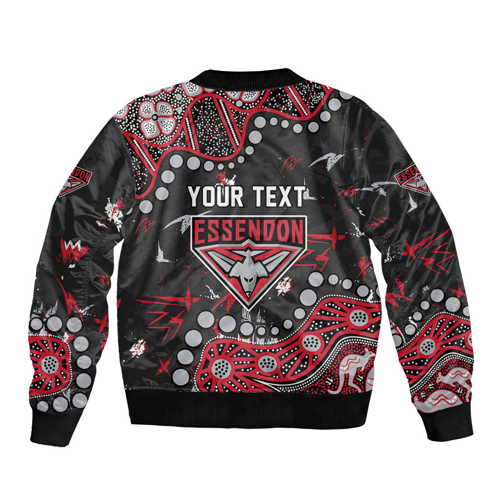 Personalized Essendon Bombers Sleeve Zip Bomber Jacket Aboriginal Pattern with Graffiti Style
