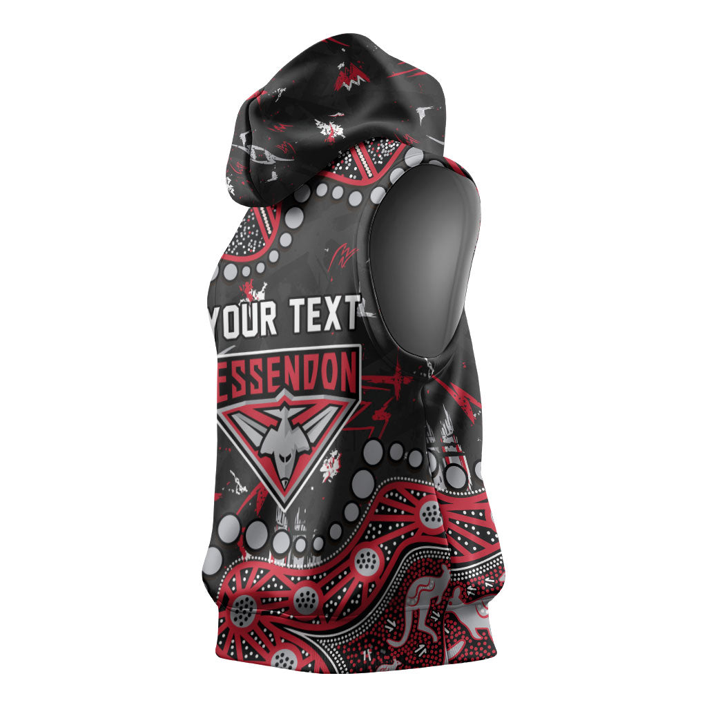 Personalized Essendon Bombers Sleeveless Hoodie Aboriginal Pattern with Graffiti Style