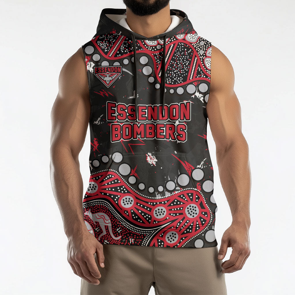Personalized Essendon Bombers Sleeveless Hoodie Aboriginal Pattern with Graffiti Style