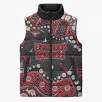 Personalized Essendon Bombers Sleeveless Puffer Jacket Aboriginal Pattern with Graffiti Style