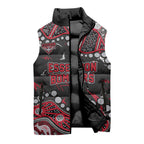 Personalized Essendon Bombers Sleeveless Puffer Jacket Aboriginal Pattern with Graffiti Style