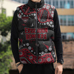 Personalized Essendon Bombers Sleeveless Puffer Jacket Aboriginal Pattern with Graffiti Style