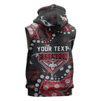 Personalized Essendon Bombers Sleeveless Zip Hoodie Aboriginal Pattern with Graffiti Style