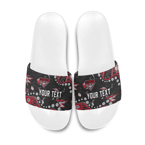Personalized Essendon Bombers Slide Sandals Aboriginal Pattern with Graffiti Style
