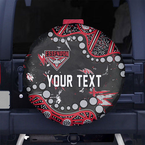Personalized Essendon Bombers Spare Tire Cover Aboriginal Pattern with Graffiti Style