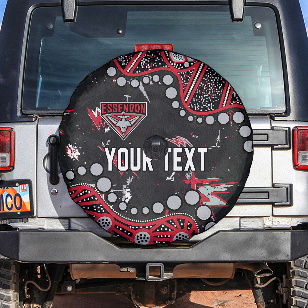 Personalized Essendon Bombers Spare Tire Cover Aboriginal Pattern with Graffiti Style