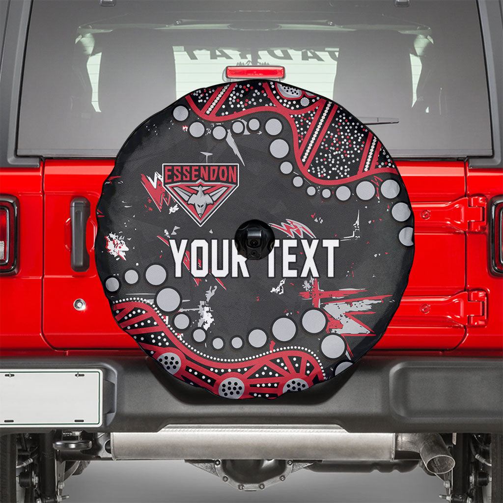 Personalized Essendon Bombers Spare Tire Cover Aboriginal Pattern with Graffiti Style