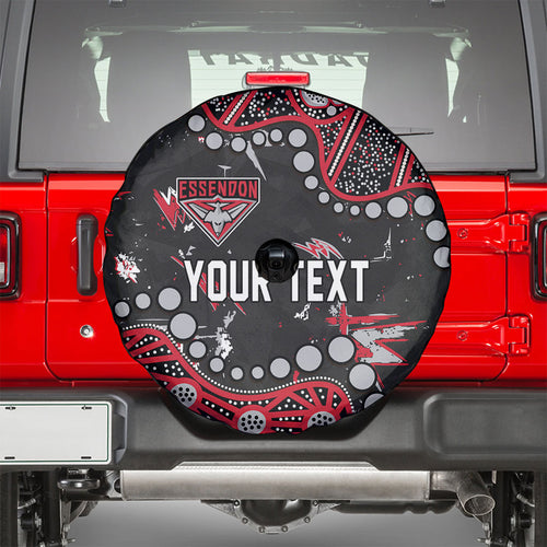 Personalized Essendon Bombers Spare Tire Cover Aboriginal Pattern with Graffiti Style