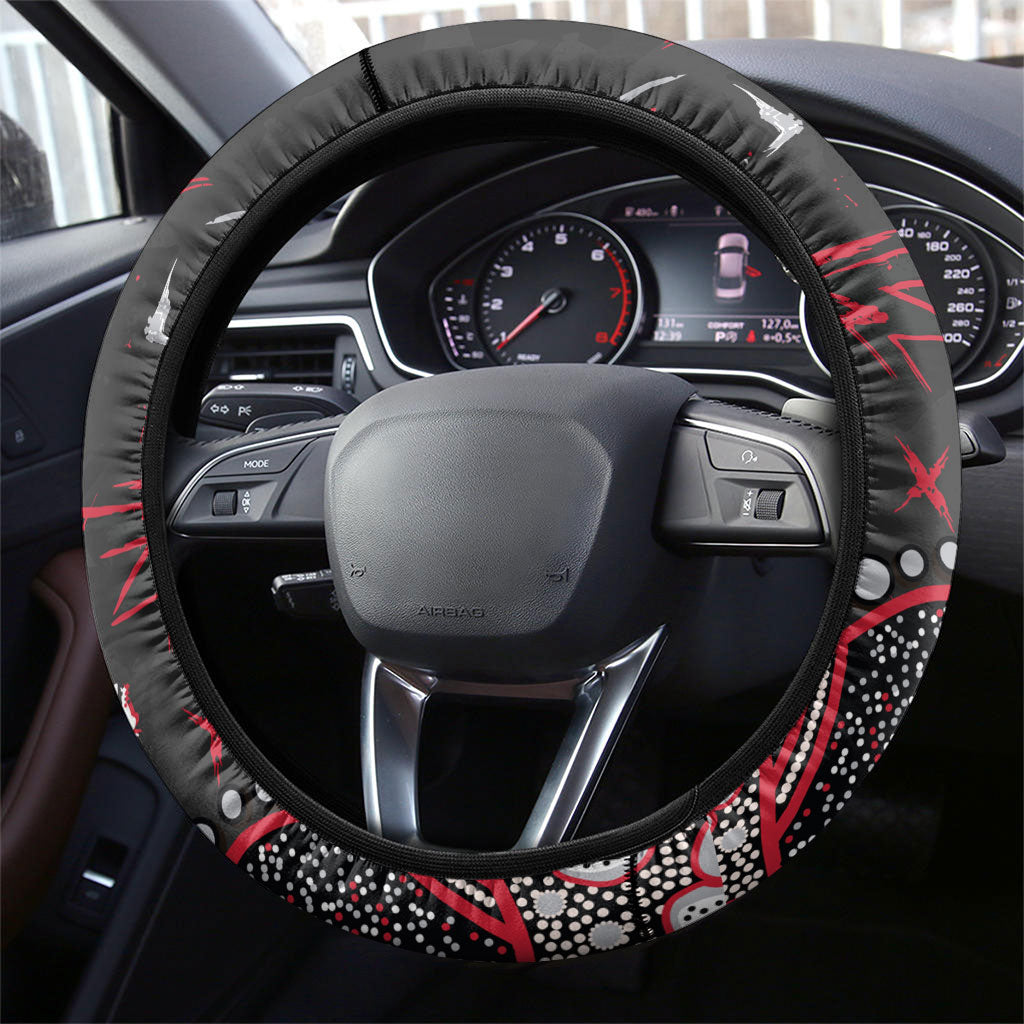 Essendon Bombers Steering Wheel Cover Aboriginal Pattern with Graffiti Style