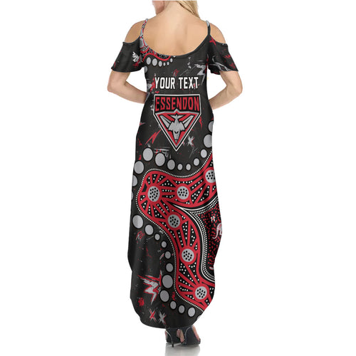 Personalized Essendon Bombers Summer Maxi Dress Aboriginal Pattern with Graffiti Style