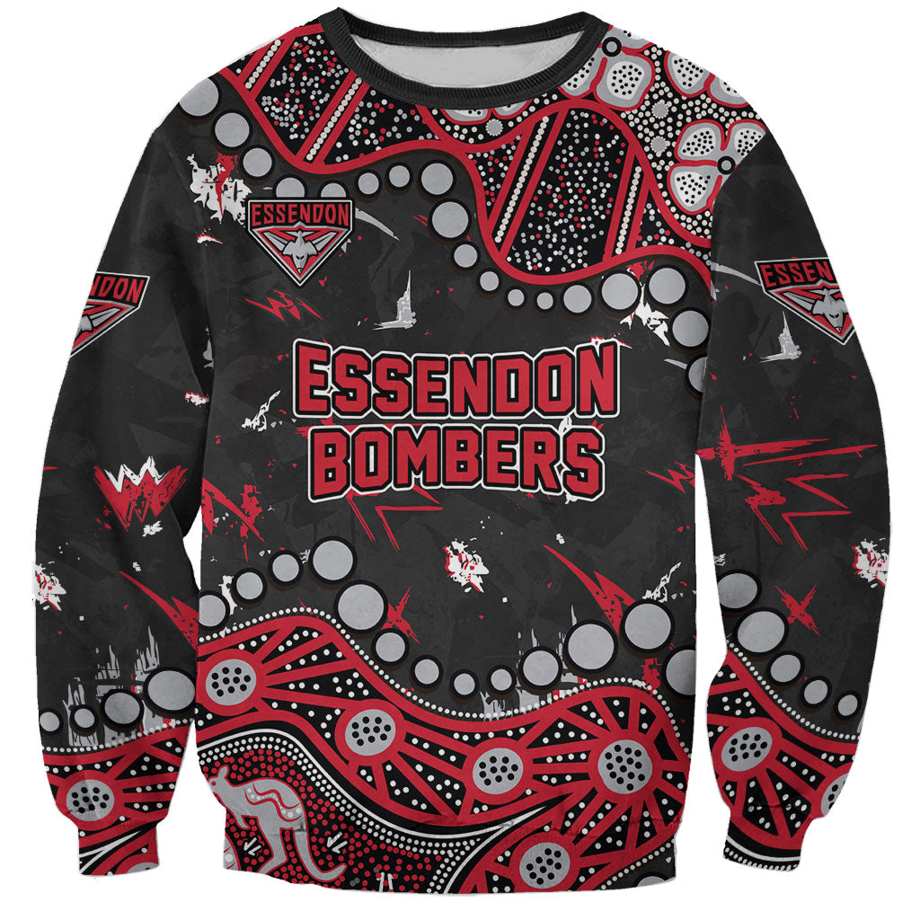 Personalized Essendon Bombers Sweatshirt Aboriginal Pattern with Graffiti Style