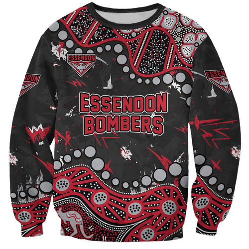 Personalized Essendon Bombers Sweatshirt Aboriginal Pattern with Graffiti Style