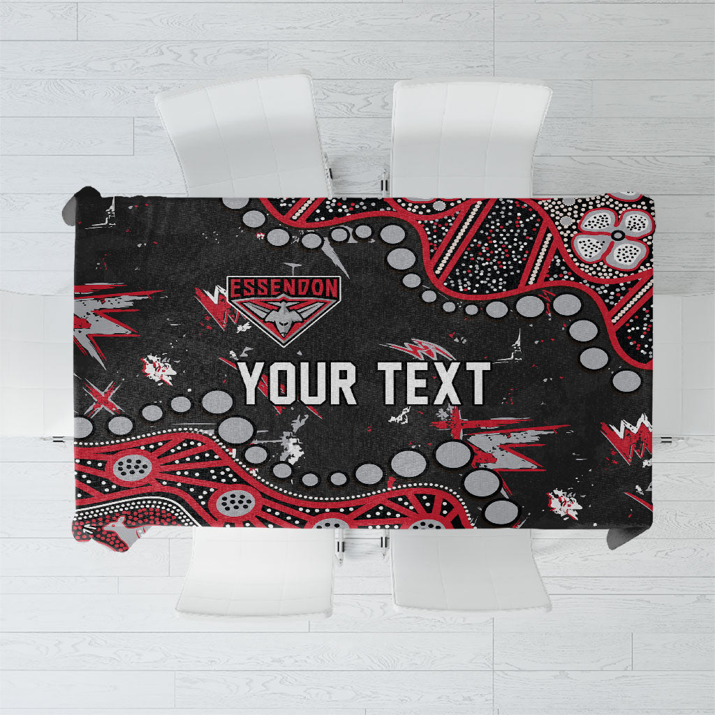 Personalized Essendon Bombers Tablecloth Aboriginal Pattern with Graffiti Style