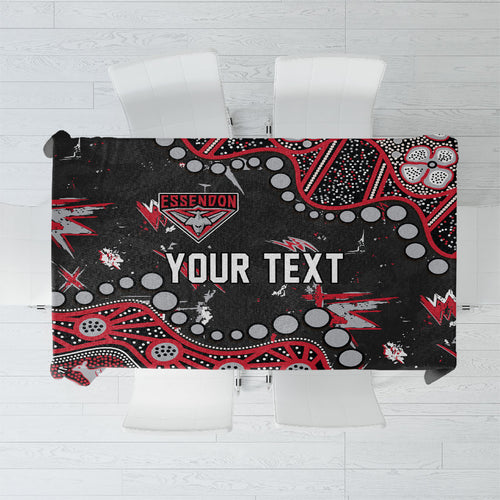 Personalized Essendon Bombers Tablecloth Aboriginal Pattern with Graffiti Style