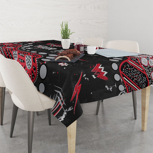 Personalized Essendon Bombers Tablecloth Aboriginal Pattern with Graffiti Style