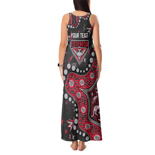 Personalized Essendon Bombers Tank Maxi Dress Aboriginal Pattern with Graffiti Style