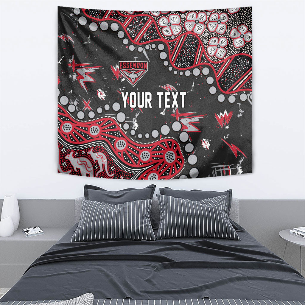 Personalized Essendon Bombers Tapestry Aboriginal Pattern with Graffiti Style
