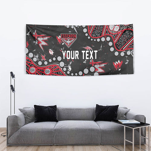 Personalized Essendon Bombers Tapestry Aboriginal Pattern with Graffiti Style