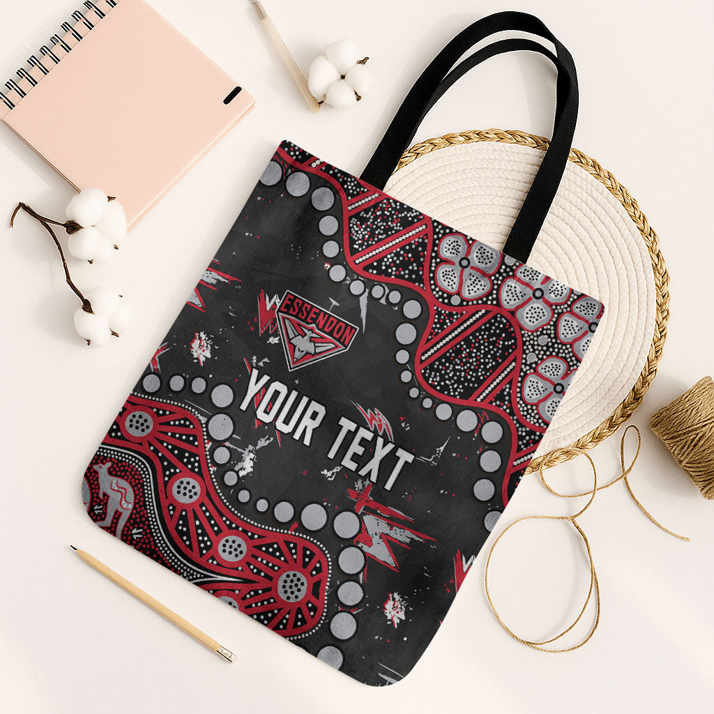 Personalized Essendon Bombers Tote Bag Aboriginal Pattern with Graffiti Style