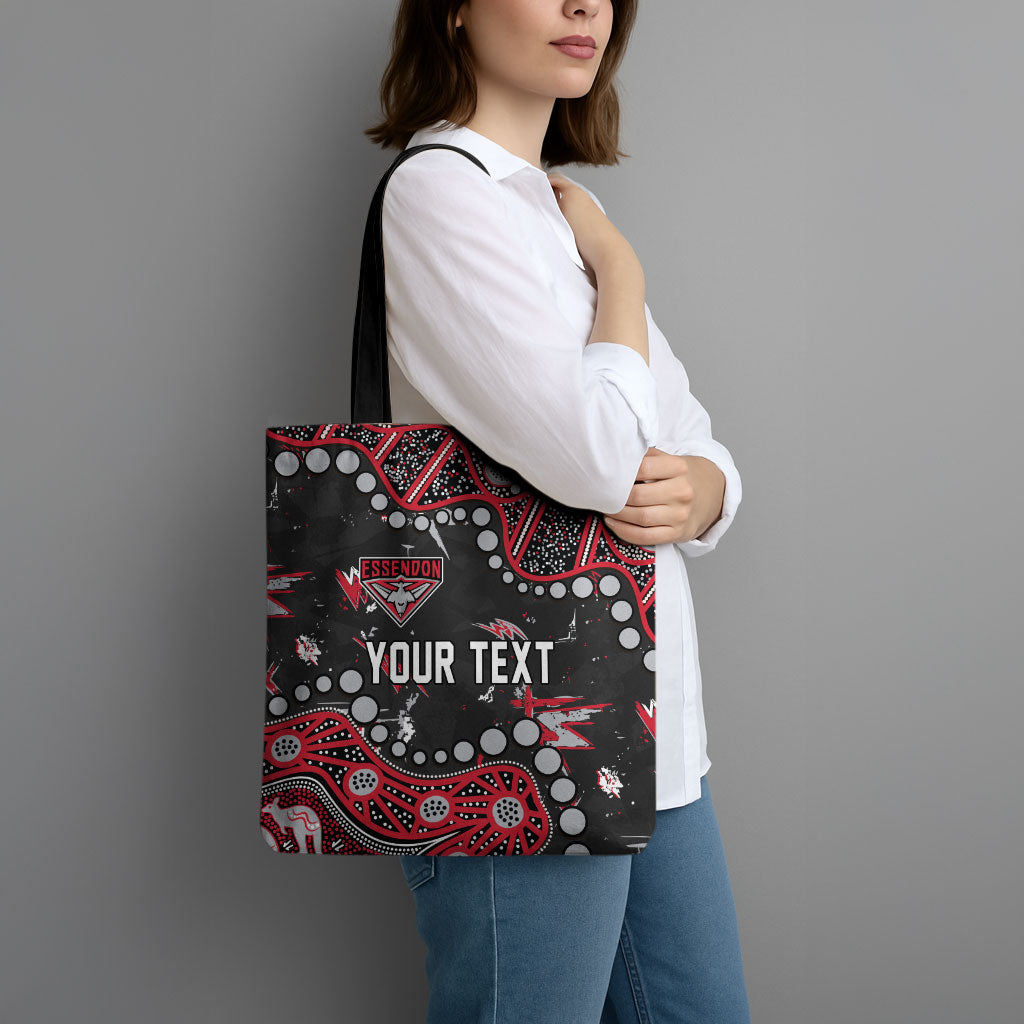 Personalized Essendon Bombers Tote Bag Aboriginal Pattern with Graffiti Style