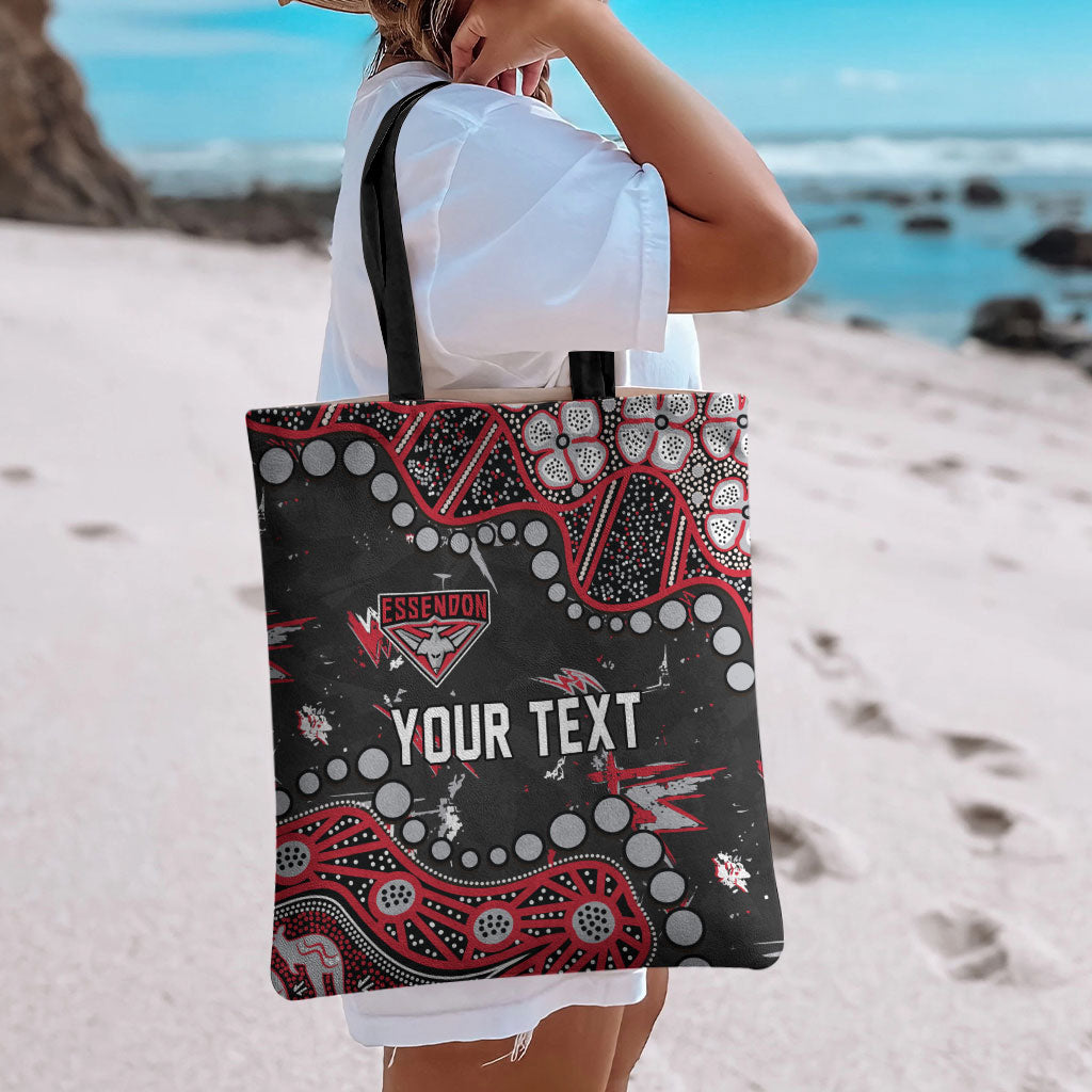Personalized Essendon Bombers Tote Bag Aboriginal Pattern with Graffiti Style