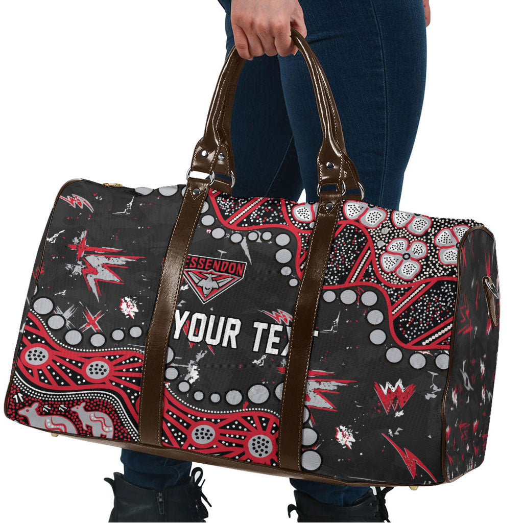 Personalized Essendon Bombers Travel Bag Aboriginal Pattern with Graffiti Style