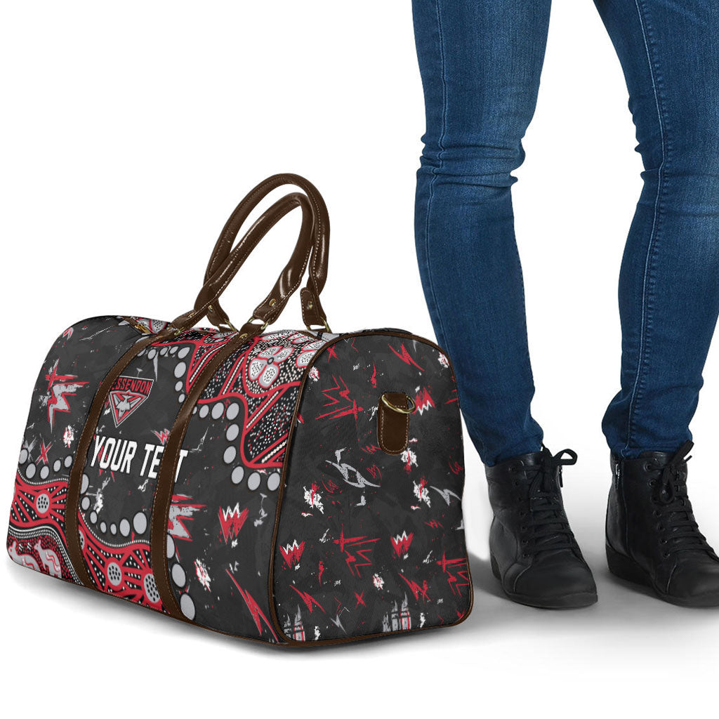 Personalized Essendon Bombers Travel Bag Aboriginal Pattern with Graffiti Style