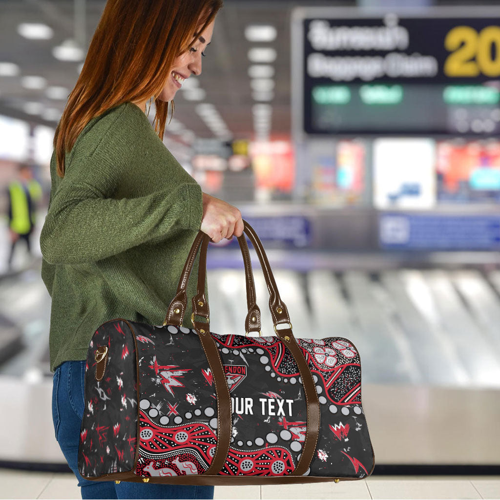 Personalized Essendon Bombers Travel Bag Aboriginal Pattern with Graffiti Style