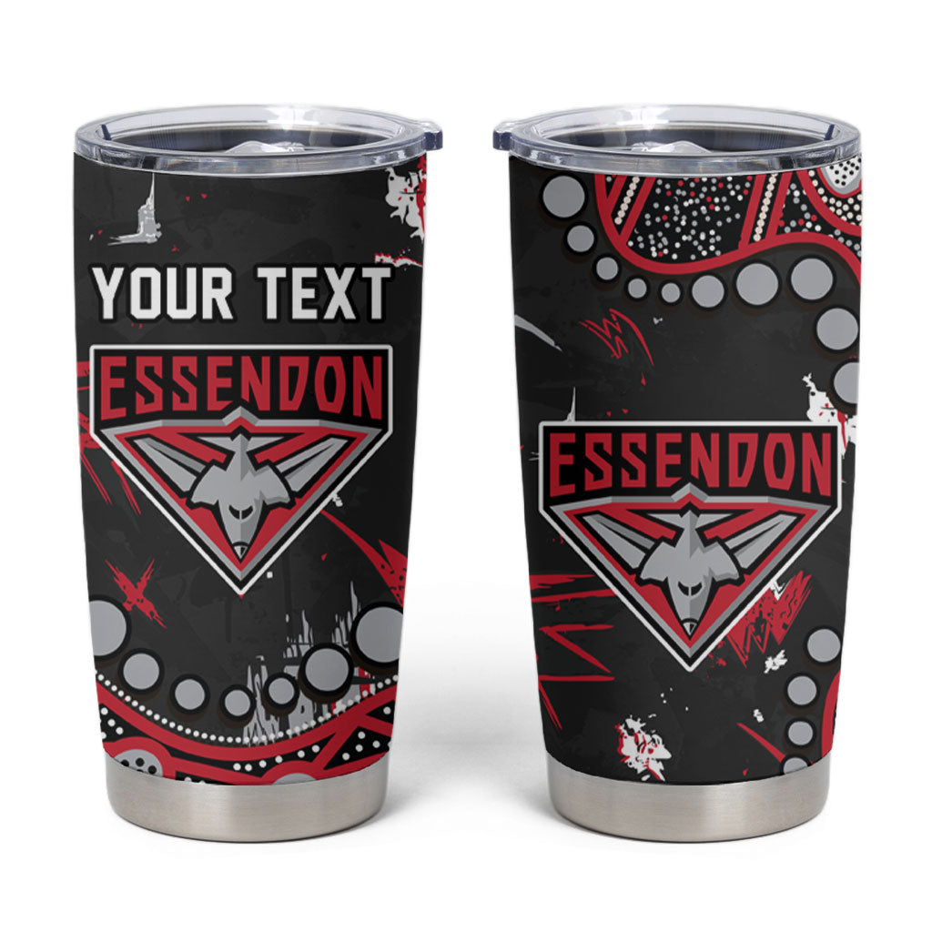 Personalized Essendon Bombers Tumbler Cup Aboriginal Pattern with Graffiti Style