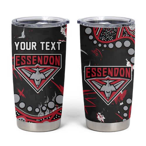 Personalized Essendon Bombers Tumbler Cup Aboriginal Pattern with Graffiti Style